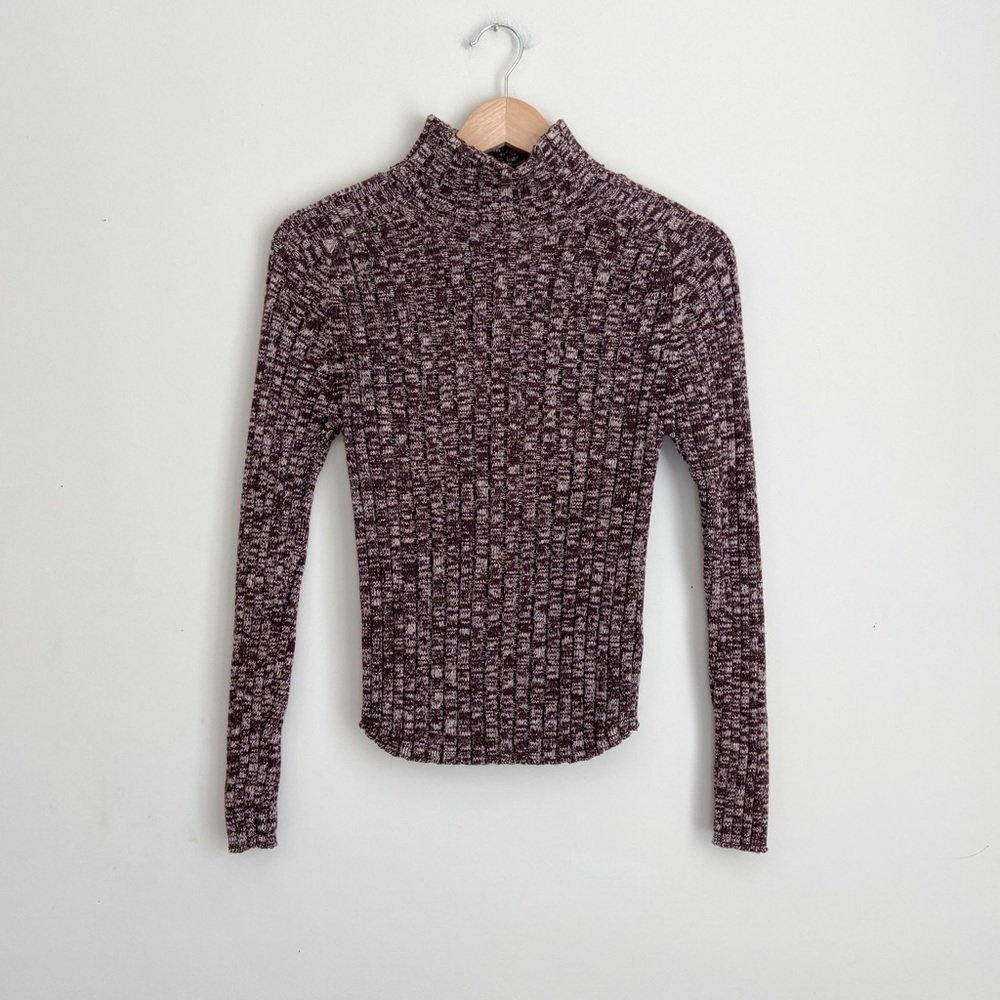 Energie Women's Brown Marled Ribbed Turtleneck Sweater